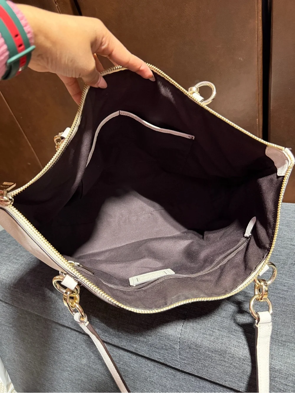 Coach White Leather Tote with Gold Accents